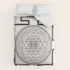 Shri Yantra in black and white Duvet Cover Gallery Image 6