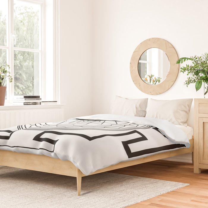 Shri Yantra in black and white Duvet Cover Gallery Image 2