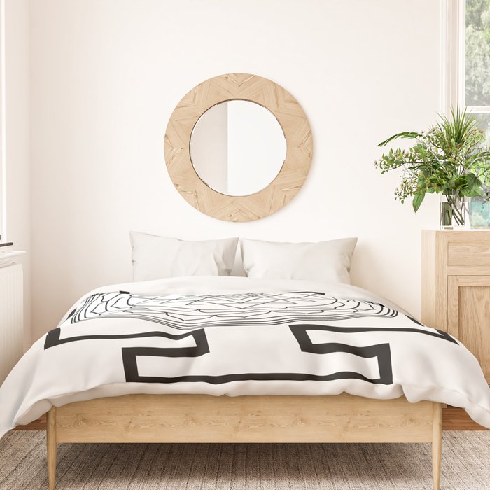 Shri Yantra in black and white Duvet Cover Gallery Image 3