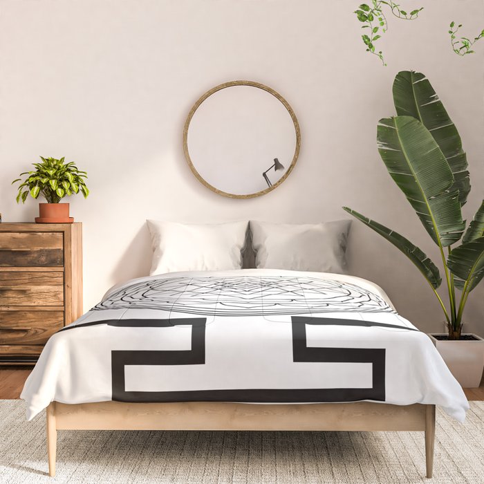 Shri Yantra in black and white Comforter Gallery Image 3