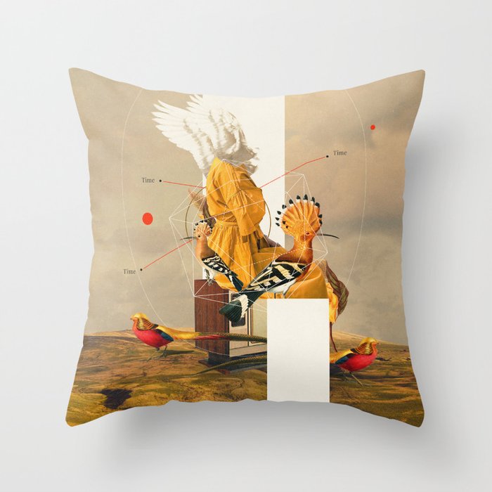 Yellow Echoes of Time Throw Pillow Gallery Image 1