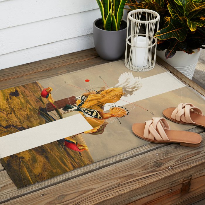 Yellow Echoes of Time Outdoor Rug Gallery Image 2