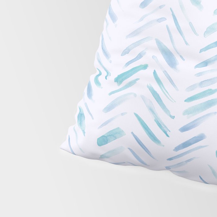Baby blue and teal herringbone - watercolor brush strokes Pillow Sham Gallery Image 4