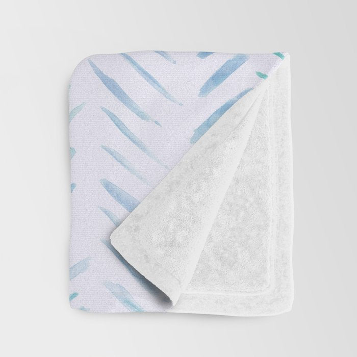 Baby blue and teal herringbone - watercolor brush strokes Throw Blanket Gallery Image 3
