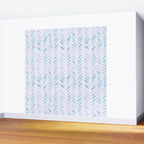 Baby blue and teal herringbone - watercolor brush strokes Wall Mural Gallery Image 2