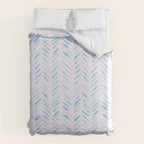 Baby blue and teal herringbone - watercolor brush strokes Duvet Cover Gallery Image 6