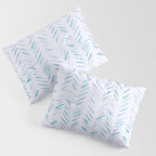 Baby blue and teal herringbone - watercolor brush strokes Pillow Sham Gallery Image 3