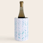 Baby blue and teal herringbone - watercolor brush strokes Wine Chiller Gallery Image 2