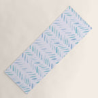 Baby blue and teal herringbone - watercolor brush strokes Yoga Mat Gallery Image 1