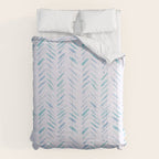 Baby blue and teal herringbone - watercolor brush strokes Comforter Gallery Image 6