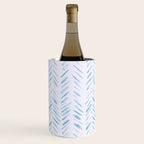 Baby blue and teal herringbone - watercolor brush strokes Wine Chiller Gallery Image 3