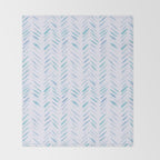 Baby blue and teal herringbone - watercolor brush strokes Throw Blanket Gallery Image 2