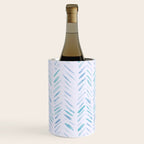 Baby blue and teal herringbone - watercolor brush strokes Wine Chiller Gallery Image 1