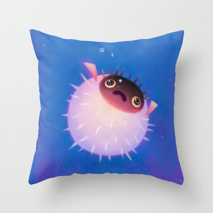 Drifting puffer Throw Pillow Gallery Image 1