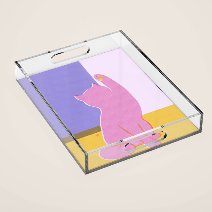 Risograph Cat - Cool Breeze Acrylic Tray Gallery Image 1