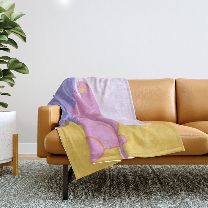 Risograph Cat - Cool Breeze Throw Blanket Gallery Image 1