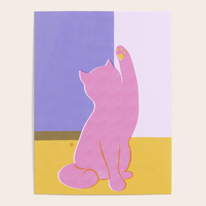 Risograph Cat - Cool Breeze Poster Gallery Image 1