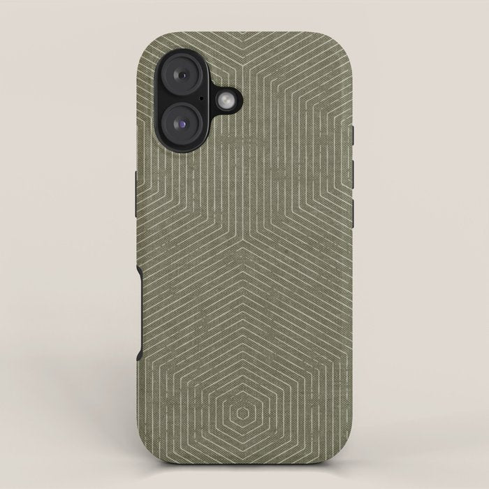 boho hexagon stripes - olive green iPhone Case Gallery Image 1