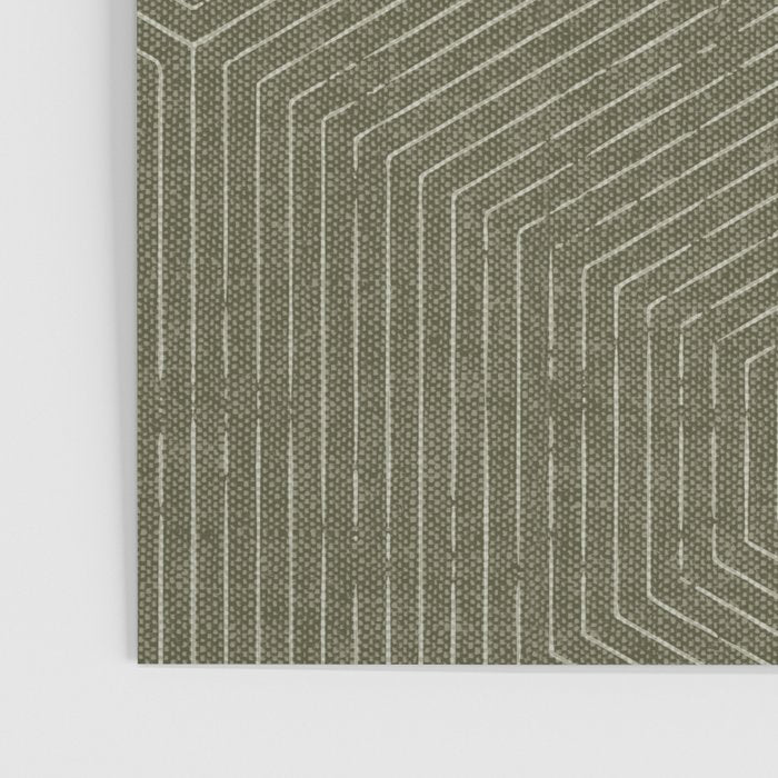 boho hexagon stripes - olive green Poster Gallery Image 3