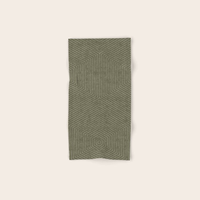 boho hexagon stripes - olive green Bath Towel Gallery Image 1