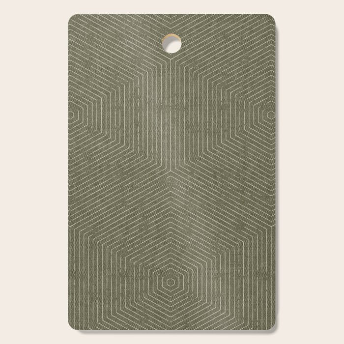 boho hexagon stripes - olive green Cutting Board Gallery Image 1