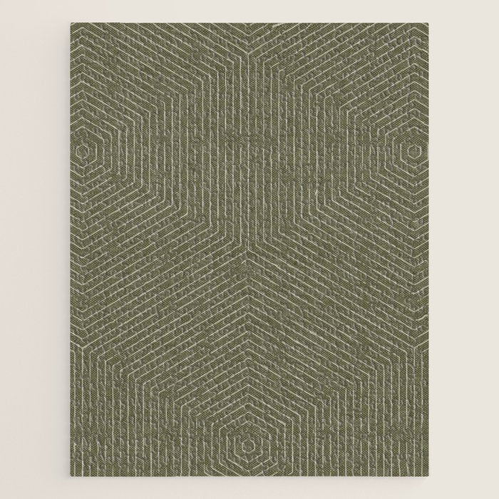 boho hexagon stripes - olive green Jigsaw Puzzle Gallery Image 1