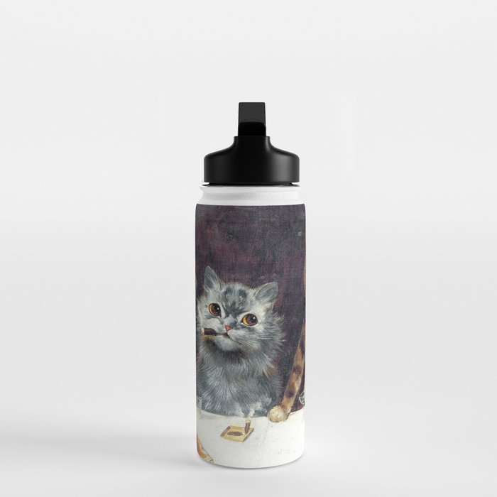 'The Bachelor Party' Vintage Cat Art by Louis Wain Cat Art Water Bottle Gallery Image 3