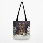 'The Bachelor Party' Vintage Cat Art by Louis Wain Cat Art Tote Bag Gallery Image 2
