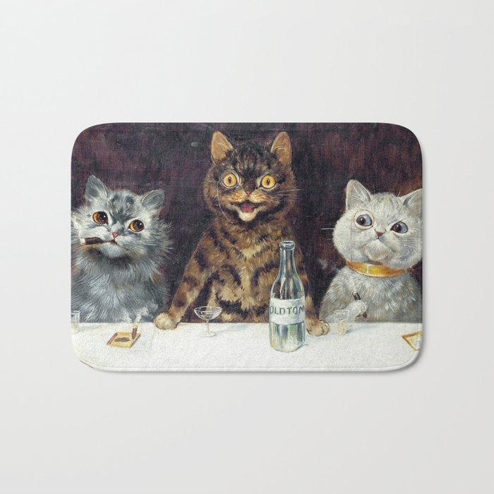 'The Bachelor Party' Vintage Cat Art by Louis Wain Cat Art Bath Mat Gallery Image 1