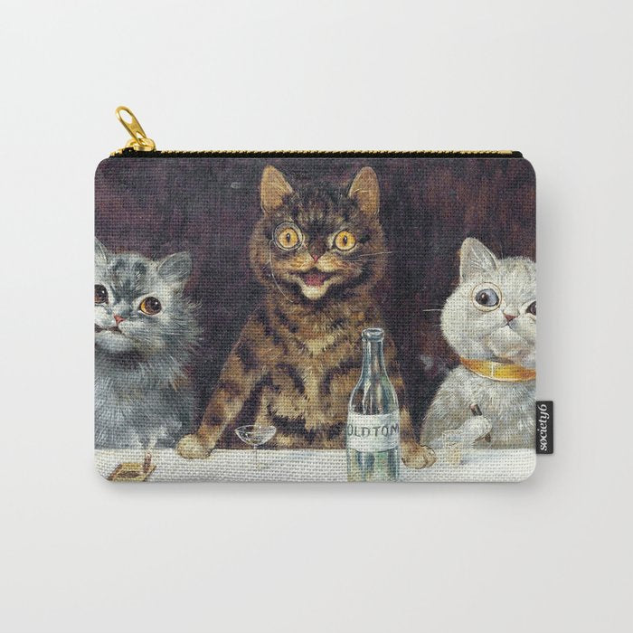 'The Bachelor Party' Vintage Cat Art by Louis Wain Cat Art Carry All Pouch Gallery Image 1