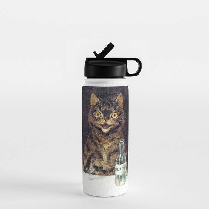 'The Bachelor Party' Vintage Cat Art by Louis Wain Cat Art Water Bottle Gallery Image 1