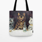 'The Bachelor Party' Vintage Cat Art by Louis Wain Cat Art Tote Bag Gallery Image 1