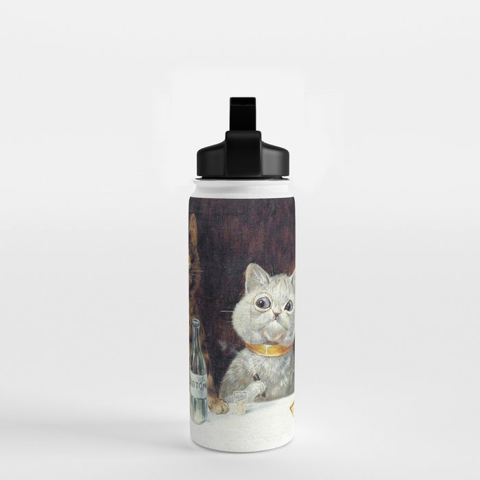 'The Bachelor Party' Vintage Cat Art by Louis Wain Cat Art Water Bottle Gallery Image 2