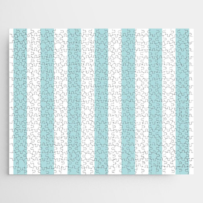 Vertical Stripes in Light Robins Egg Blue and White Jigsaw Puzzle Gallery Image 1