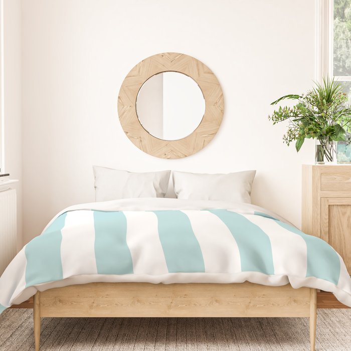 Vertical Stripes in Light Robins Egg Blue and White Duvet Cover Gallery Image 3