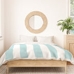 Vertical Stripes in Light Robins Egg Blue and White Duvet Cover Gallery Image 3