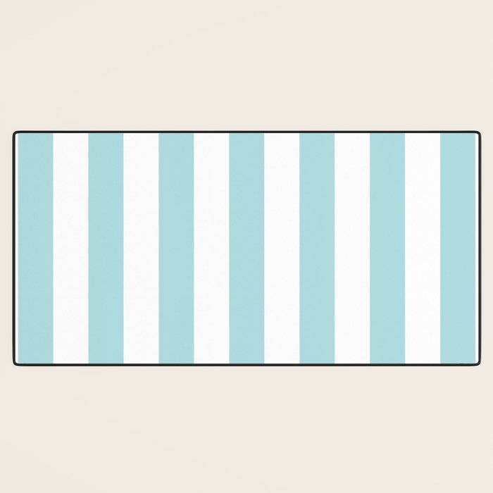Vertical Stripes in Light Robins Egg Blue and White Desk Mat Gallery Image 3