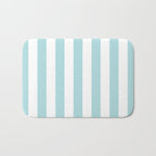 Vertical Stripes in Light Robins Egg Blue and White Bath Mat Gallery Image 1