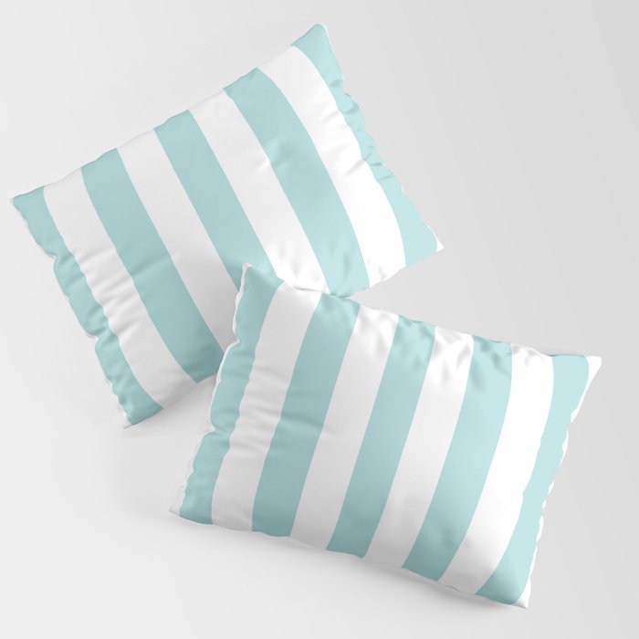 Vertical Stripes in Light Robins Egg Blue and White Pillow Sham Gallery Image 3