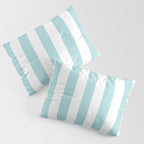 Vertical Stripes in Light Robins Egg Blue and White Pillow Sham Gallery Image 3
