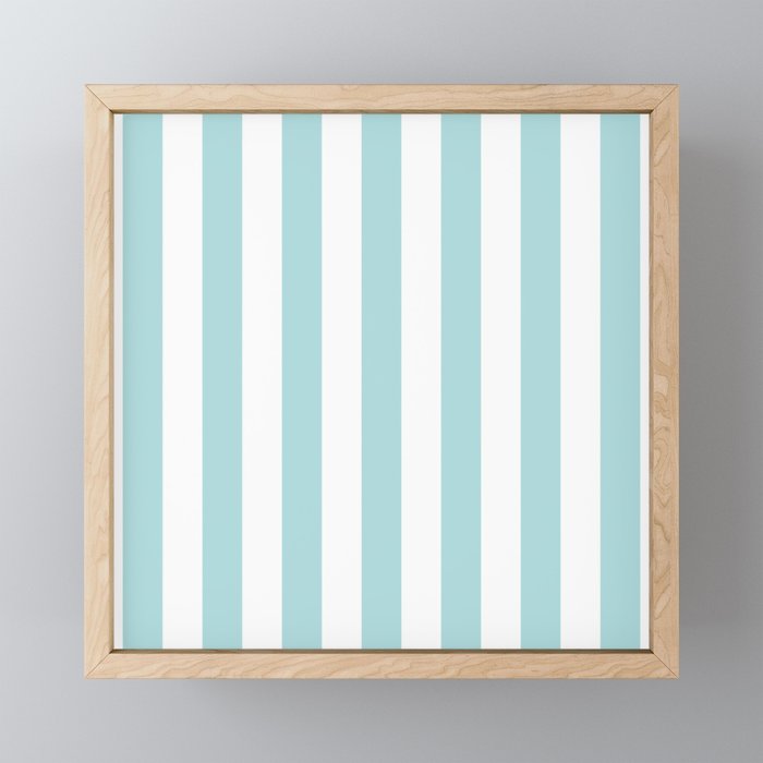Vertical Stripes in Light Robins Egg Blue and White Mini Art Print Gallery Image 1