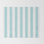 Vertical Stripes in Light Robins Egg Blue and White Throw Blanket Gallery Image 2