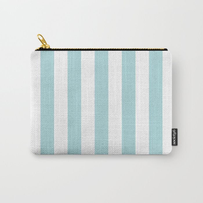 Vertical Stripes in Light Robins Egg Blue and White Carry All Pouch Gallery Image 1