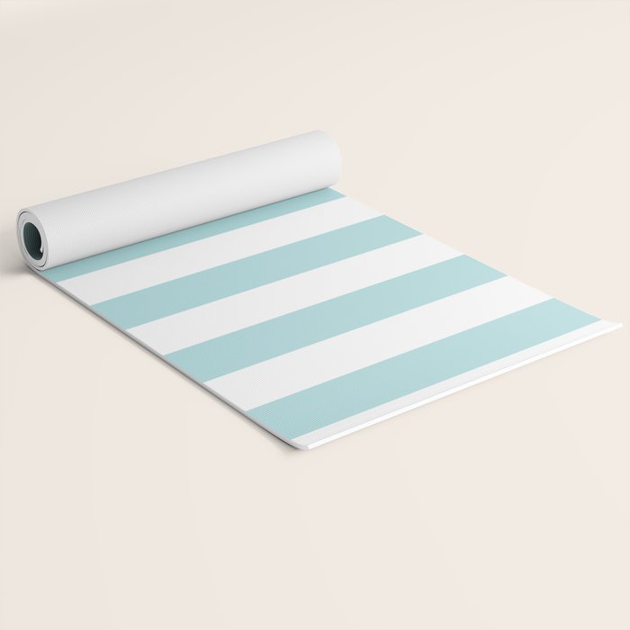 Vertical Stripes in Light Robins Egg Blue and White Yoga Mat Gallery Image 2