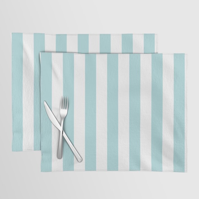Vertical Stripes in Light Robins Egg Blue and White Placemat Gallery Image 1