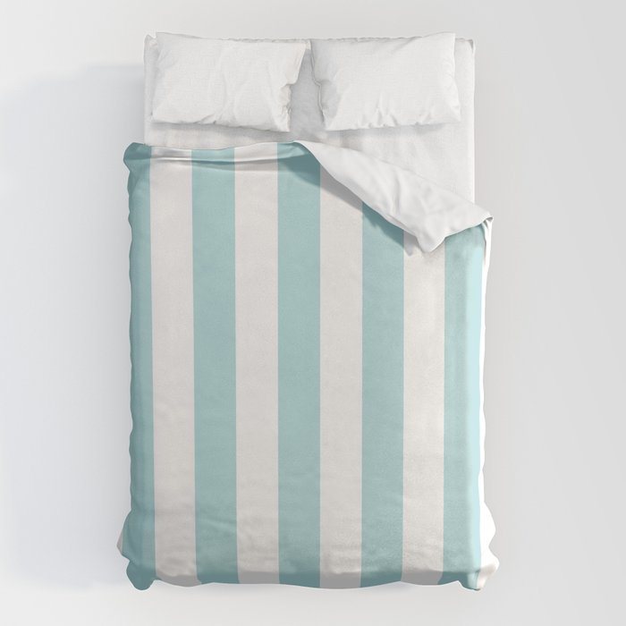Vertical Stripes in Light Robins Egg Blue and White Duvet Cover Gallery Image 6