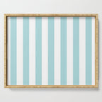 Vertical Stripes in Light Robins Egg Blue and White Serving Tray Gallery Image 1