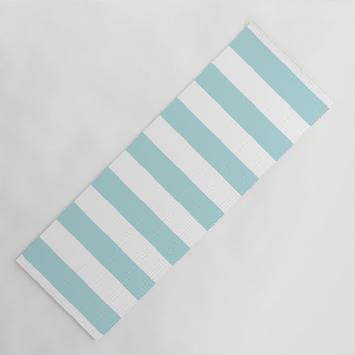 Vertical Stripes in Light Robins Egg Blue and White Yoga Mat Gallery Image 1