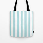 Vertical Stripes in Light Robins Egg Blue and White Tote Bag Gallery Image 1