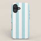 Vertical Stripes in Light Robins Egg Blue and White iPhone Case Gallery Image 1